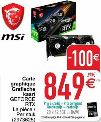 Cora Msi carte graphique grafische kaart geforce rtx aanbieding