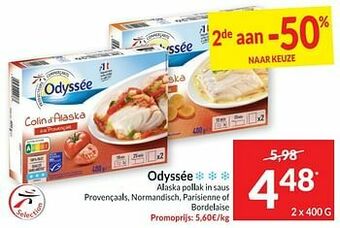 Intermarché Odyssée alaska pollak in saus provençaals, normandisch, parisienne of bordelaise aanbieding