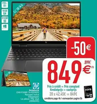 Cora Hp notebook envyx360 15-ee0022 aanbieding