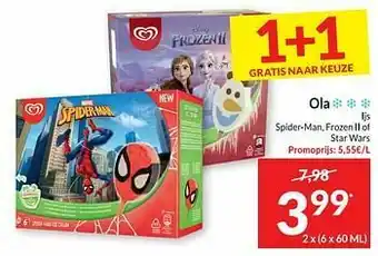 Intermarché Ola ijs spider-man frozen il of star wars aanbieding