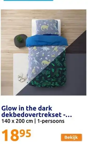 Action Glow in the dark dekbedovertrekset - dino's aanbieding