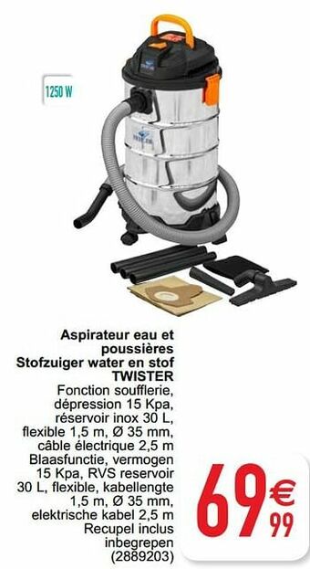 Aspirateur eau et poussières stofzuiger water en stof twister