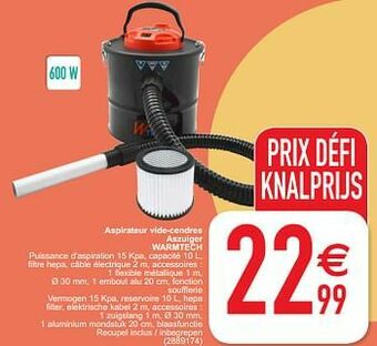 Cora Aspirateur vide-cendres aszuiger warmtech aanbieding