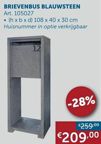 Zelfbouwmarkt Brievenbus blauwsteen aanbieding