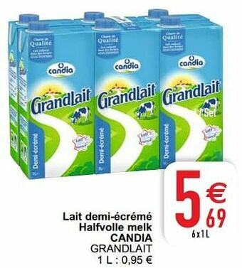 Cora Lait demi-écrémé halfvolle melk candia grandlait aanbieding