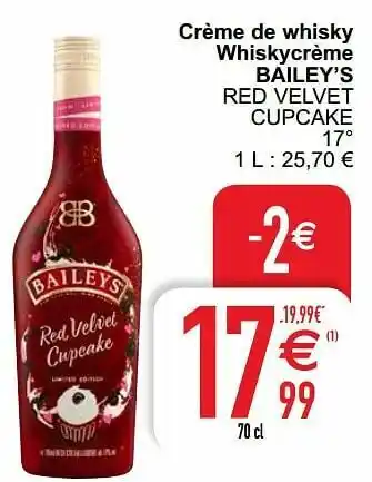 Cora Crème de whisky whiskycrème bailey’s red velvet cupcake aanbieding