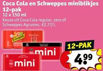 Kruidvat Coca cola en schweppes miniblikjes aanbieding