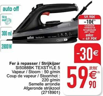 Cora Braun fer à repasser - strijkijzer si5088bk texstyle 5 aanbieding