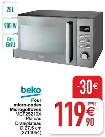 Cora Beko four micro-ondes microgolfoven mcf25210x aanbieding