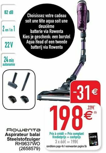 Cora Rowenta aspirateur balai steelstofzuiger rh9637wo aanbieding