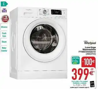 Cora Whirlpool lave-linge wasmachine ffbbem9468vw aanbieding