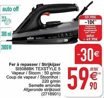 Cora Braun fer à repasser - strijkijzer si5088bk texstyle 5 aanbieding