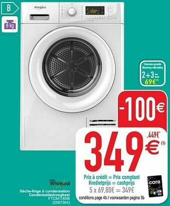 Whirlpool sèche-linge à condensation condensatiedroogkast ftcm118xb