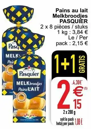 Cora Pains au lait melkbroodjes pasquier aanbieding
