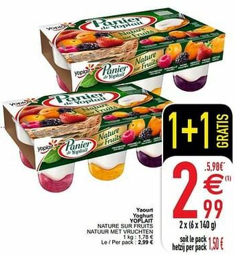 Cora Yaourt yoghurt yoplait nature sur fruits natuur met vruchten aanbieding
