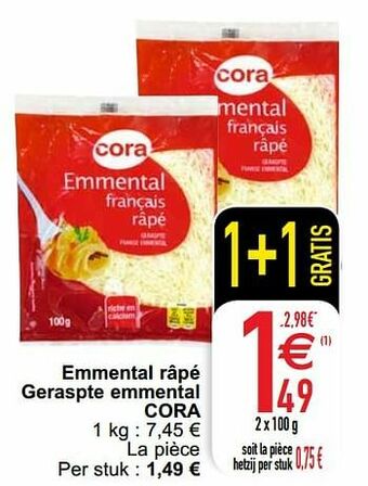 Cora Emmental râpé geraspte emmental cora aanbieding