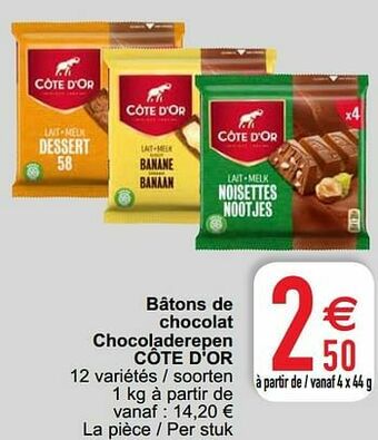 Cora Bâtons de chocolat chocoladerepen côte d`or aanbieding