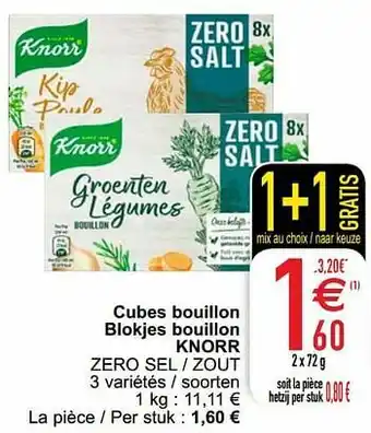 Cora Cubes bouillon blokjes bouillon knorr zero sel - zout aanbieding