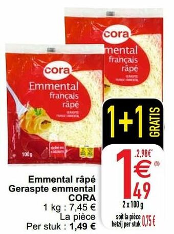 Cora Emmental râpé geraspte emmental cora aanbieding