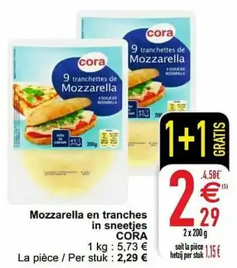 Mozzarella en tranches in sneetjes cora
