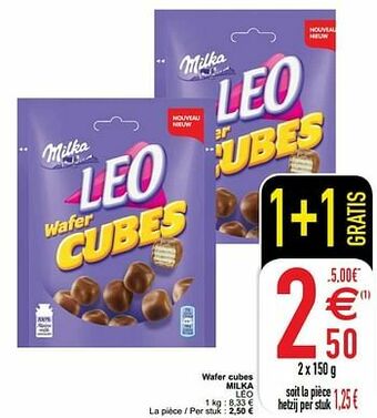 Cora Wafer cubes milka léo aanbieding