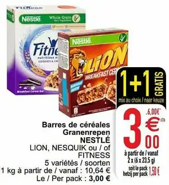 Barres de céréales granenrepen nestlé lion nesquik ou - of fitness