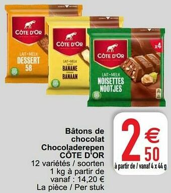 Cora Bâtons de chocolat chocoladerepen côte d`or aanbieding