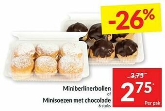 Intermarché Miniberlinerbollen of minisoezen met chocolade aanbieding