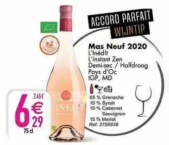 Cora Mas neuf 2020 l’inéd!t l’instant zen demi-sec - halfdroog pays d’oc igp md aanbieding
