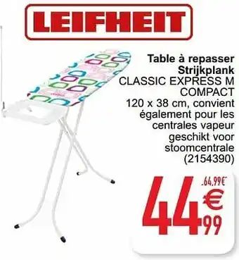 Cora Table à repasser strijkplank classic express m compact aanbieding