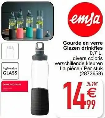 Cora Gourde en verre glazen drinkfles aanbieding