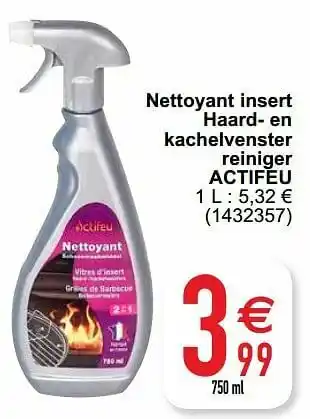 Cora Nettoyant insert haard- en kachelvenster reiniger actifeu aanbieding