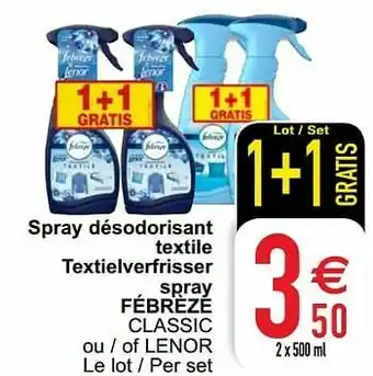 Spray désodorisant textile textielverfrisser spray fébrèze