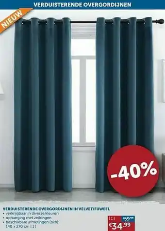 Zelfbouwmarkt Verduisterende overgordijnen in velvet-fuweel aanbieding