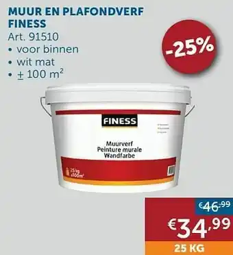 Zelfbouwmarkt Muur en plafondverf finess aanbieding