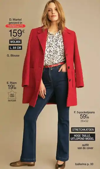 Damart Mantel gevoerd in Thermolactyl Blouse, Riem, 5-pocketjeans aanbieding
