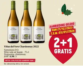 Delhaize Viñas del vero chardonnay 2022 Somontano D.O. Witte wijn uit Spanje - 75 cl aanbieding
