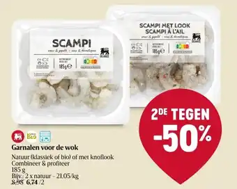 Delhaize Garnalen voor de wok aanbieding