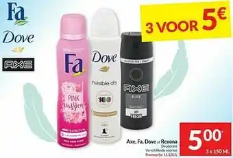 Intermarché Axe fa dove of rexona deodorant aanbieding