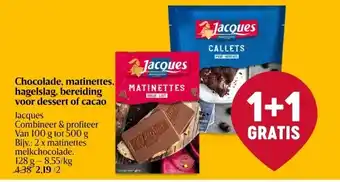 Jacques Chocolade, matinettes, hagelslag, bereiding voor dessert of cacao