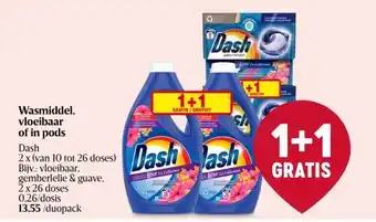 Delhaize Dash Wasmiddel, vloeibaar of in pods aanbieding