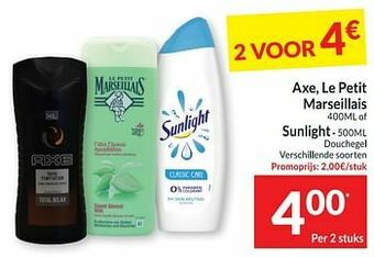 Intermarché Axe le petit marseillais of sunlight douchegel aanbieding