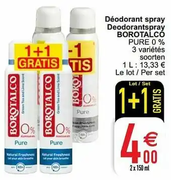 Cora Déodorant spray deodorantspray borotalco pure 0 % aanbieding