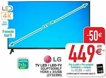 Cora Lg tv led - led-tv 50up75006lf aanbieding