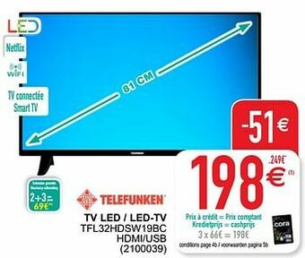 Cora Telefunken tv led - led-tv tfl32hdsw19bc aanbieding