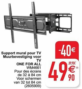 Cora Support mural pour tv muurbevestiging voor tv one for all wm4661 aanbieding