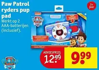 Kruidvat Paw patrol ryders pup pad aanbieding