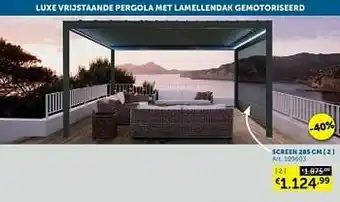 Zelfbouwmarkt Luxe vrijstaande pergola met lamellendak gemotoriseerd screen 285 cm aanbieding