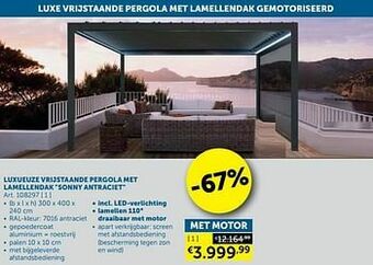 Zelfbouwmarkt Luxueuze vrijstaande pergola met lamellendak sonny antraciet aanbieding