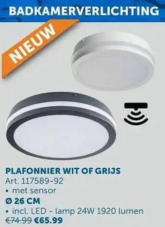 Zelfbouwmarkt Plafonnier wit of grijs ø 26 cm aanbieding